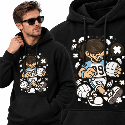 BLUZA Z KAPTUREM  ANIMOWANA  WOLF VOLLEY BALL PLAYER